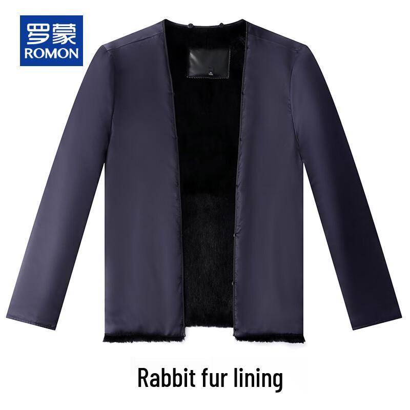 ROMON Men's Detachable Rabbit Fur Lined Winter Executive Jacket