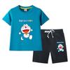 Doraemon Kids' Summer Set: Short-Sleeve T-shirt & Capris for Boys and Girls - Lightweight Casual Two-Piece.