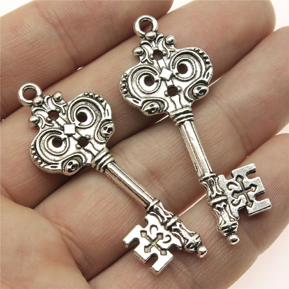 5pcs Charms Key Antique Silver Color Vintage Key Charms For Jewelry Making Charms Pendant Key Jewelry Findings DIY