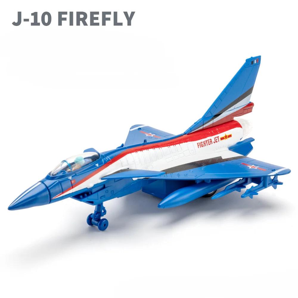 1/50 J-10 J-20 F-16 F-22 J-15 Fighter Model Toy Airplane Alloy Diecast Music Light  Pull Back Fighter Plane Model for Kids Gifts