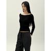 Anggae Ribbed Scoop Neck Pullover Black