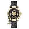 Vivienne Westwood Orb Watch, Gold, Black Leather, Quartz, Women's, VV006BKGD