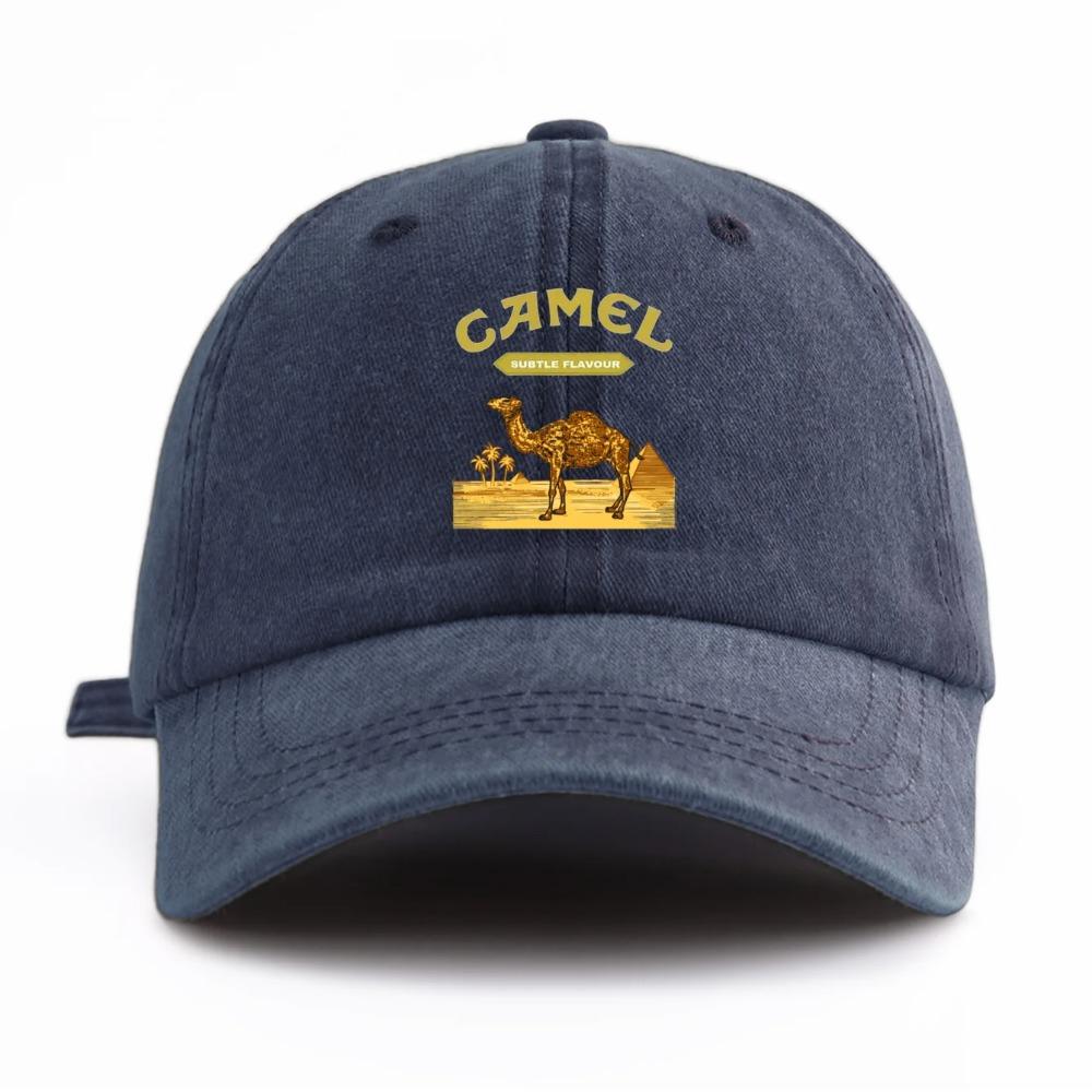1 Stück gewaschene Baseballkappe mit Kamelprint für Erwachsene, minimalistischer Retro-Stil, lässige, weiche, verstellbare Dad-Kappe, perfekt als Geschenk