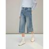 INMAN Women's Loose Fit Wide-Leg Cropped Denim Jeans
