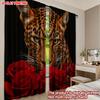 Set Of 2 Flat Printing Happy Valentine Day Party Curtains Leopard Digital Printed Polyester Drapes Curtain