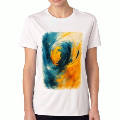 Abstract Shapes Unisex's Cotton T Shirt, Premium Cotton Quality Print, Durable, Casual And Fashionable. Vibrant Geometric Design Lady's Tee, Lasting S