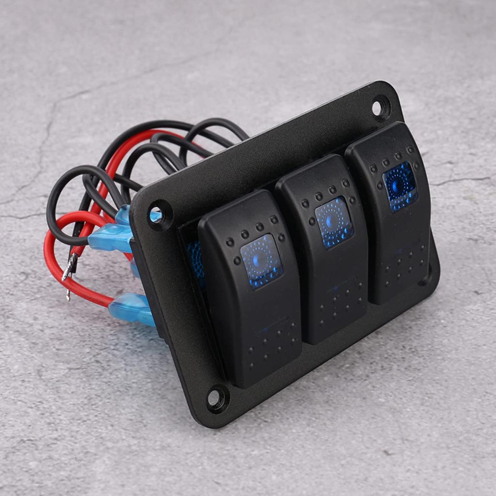 3 Reihen Wasserdichter Bootsschalter Wippschalter 12/24V LED Schalterpanel Wohnwagen LED Schaltung
