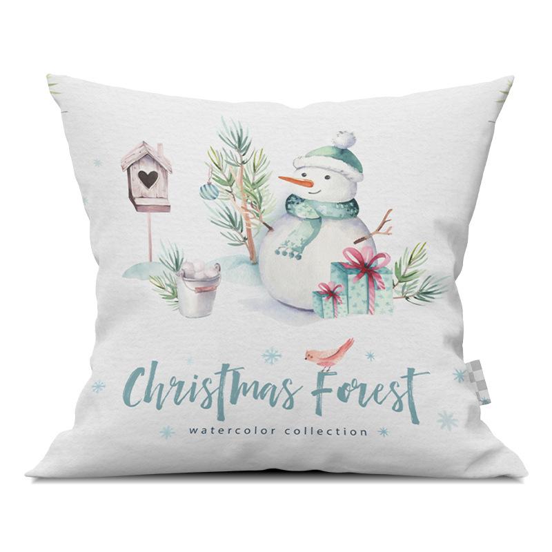 Merry Christmas Pillowcase Cartoon Printing Office Sofa Lumbar Pillow Cover for Home