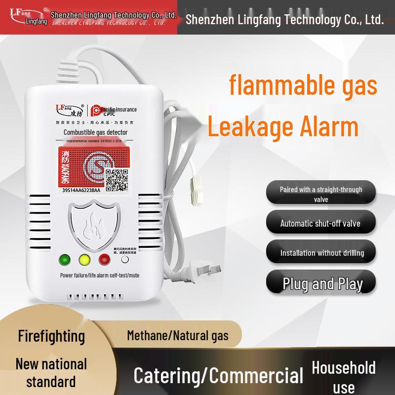Lingfang JT-G55 Home Gas Leak Detector: Natural, Liquefied Petroleum, and Coal Gases Alarm No