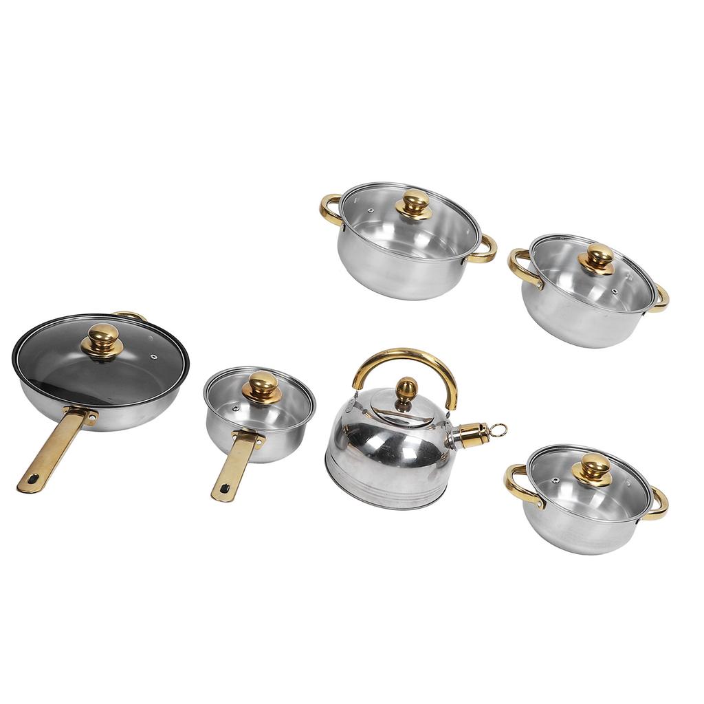 Kochgeschirr-Set aus Edelstahl, rostfrei, stäbchensicher, sicheres Pfannen-Topf-Set für Zuhause, Küche, Restaurant