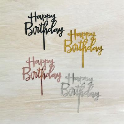 10 ks 1 sada Akrylový topper na dort Happy Birthday Zlatý Design Dětská narozeninová oslava Toppery na dort Dezertní dekorace