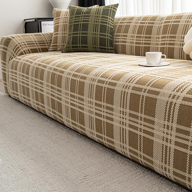 Convenient All in one All in one Non slip Anti cat Scratch Universal Sofa Cover Jacquard Velvet Solid Color Straight Row Sofa Protective Cover