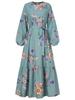 2022 Moroccan Print Long Sleeve Turkish Muslim Women's Party Dress