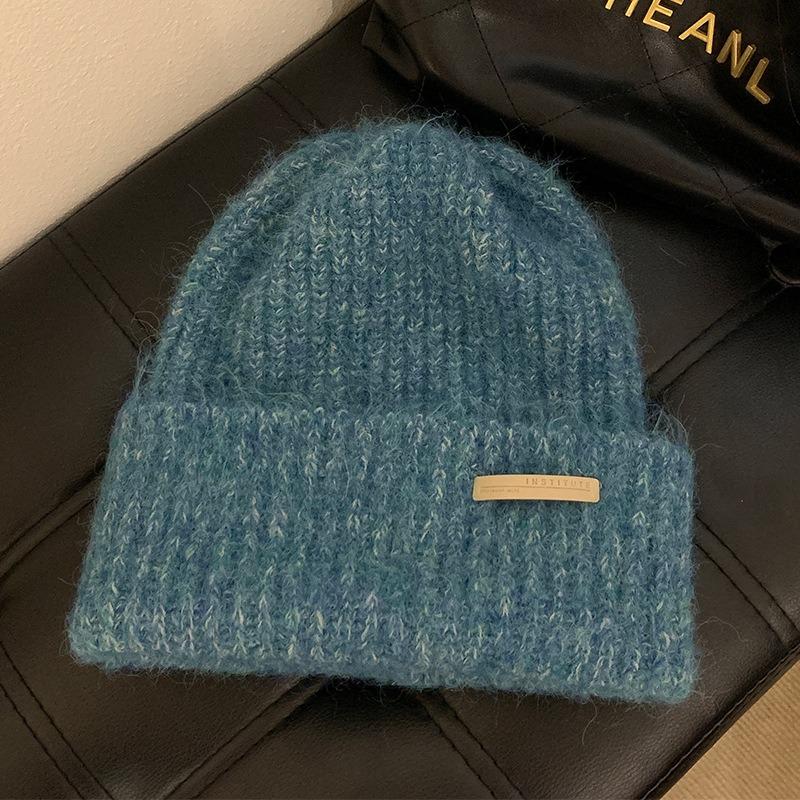 Wool Containing Autumn Winter Yarn Pile Hat Big Head Circumference Versatile Casual Cold Hat Warm Hat Ear Protection Knitted Hat