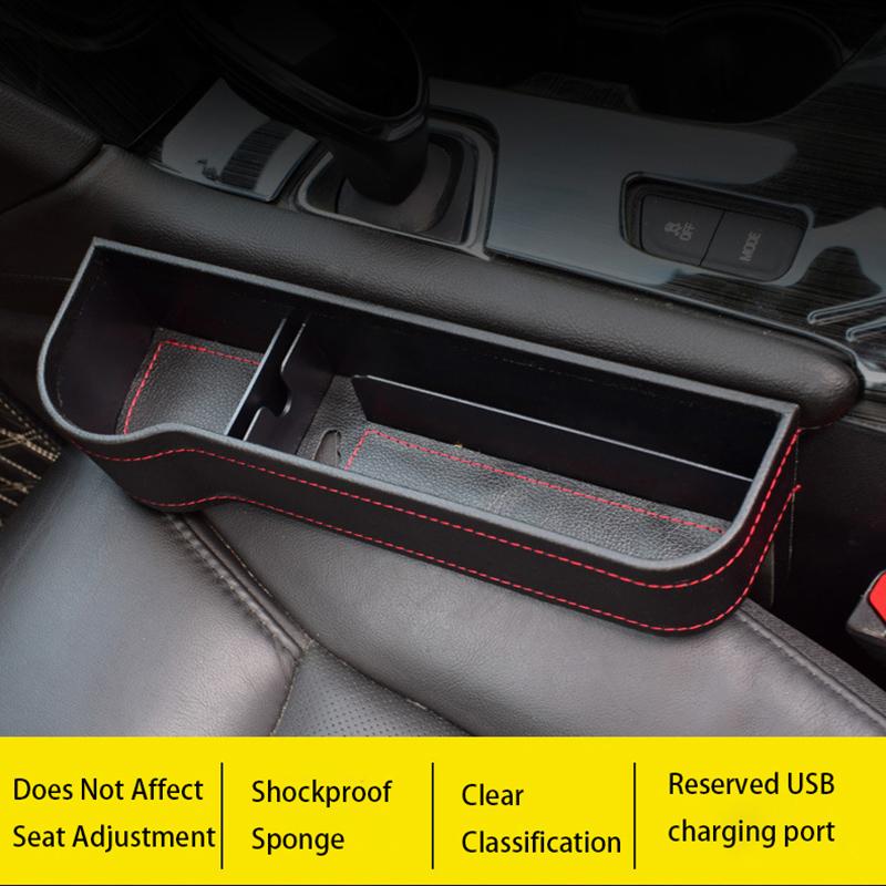 Car Seat Gap Storage Box Multifunctional Leather Storage Box Seat Storage Card Phone Key Clip Storage Bag Accessory Inside Car