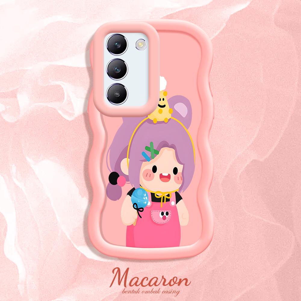 

Окрашенный узор Big Wave Edge Мягкий силиконовый материал Macaron чехол для телефона противоударный защитный резиновый чехол для OnePlus Vivo Motorola Moto Motorola Moto G55 розовый