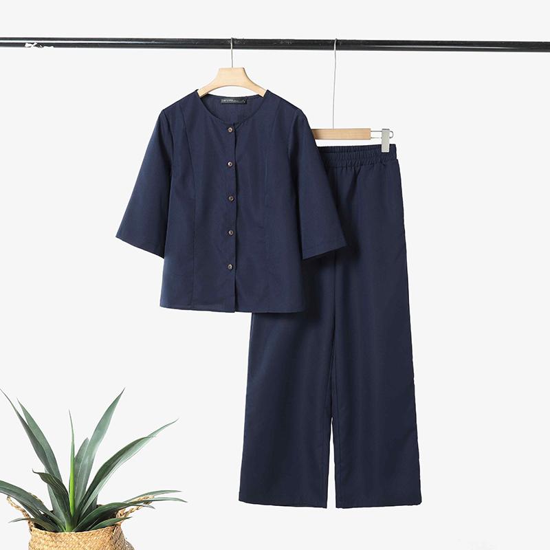 ZANZEA Lässiges zweiteiliges Anzug-Set für Damen mit 3/4-Ärmeln, Bluse und Hose