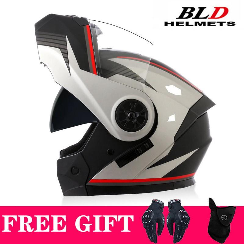 Full Face Motorcycle Helmet With Dual Visors Flip-Up Design Scooter E-Bike Riders