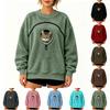 Damen Pullover Sweatshirt in Farbe, lockere Passform, überschnittene Schultern, mit Haustier-Tasche