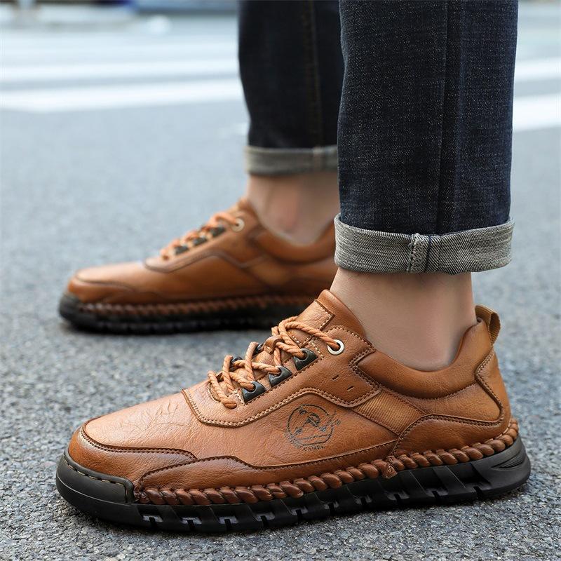 Autumn and winter new stitching men's shoes live broadcast popular casual shoes foot cover men's leather shoes low-top large-size dad shoes