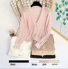 Women's Fashionable V-Neck Silk Knit Jacket - Lightweight, Short, Loose, Versatile, & Bright Sunscreen Shawl.