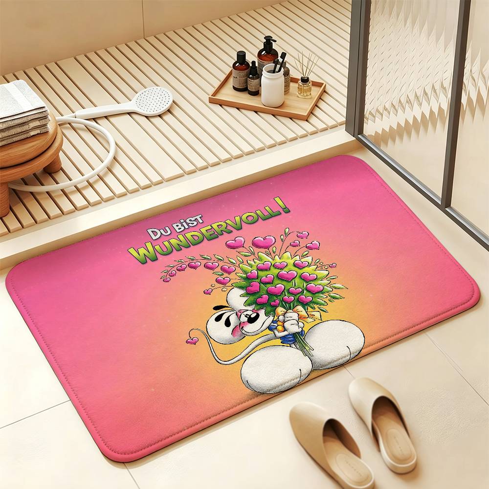 Cute Cartoon D-Diddl Mouse Short Plush Rug Carpet mat Machine Washable Soft Comfortable Anti‑Slip Floor Mat Home Decor