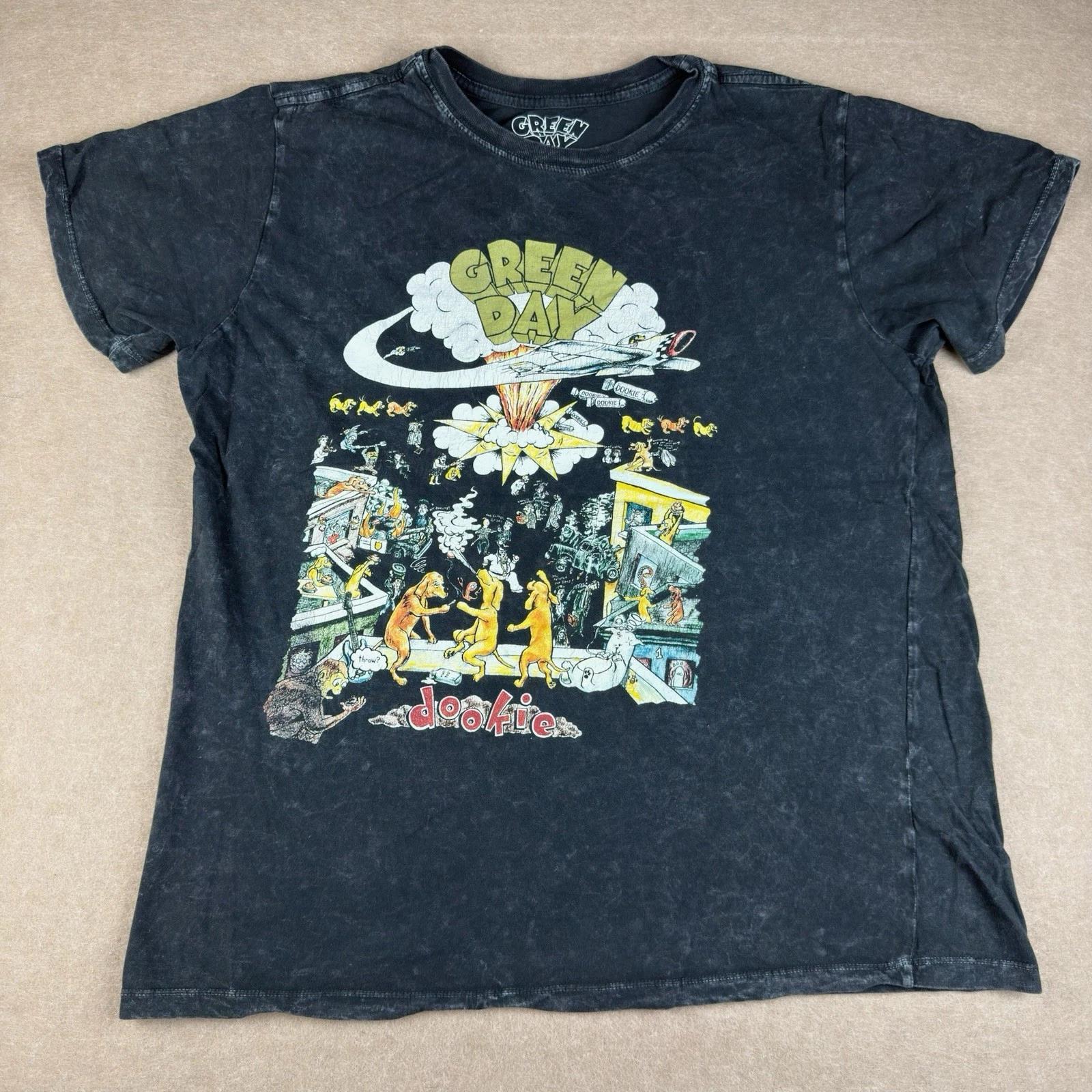 Green Day Dookie T-Shirt Men L Charcoal Black Album Art Graphic Rock Band Tee 3XL