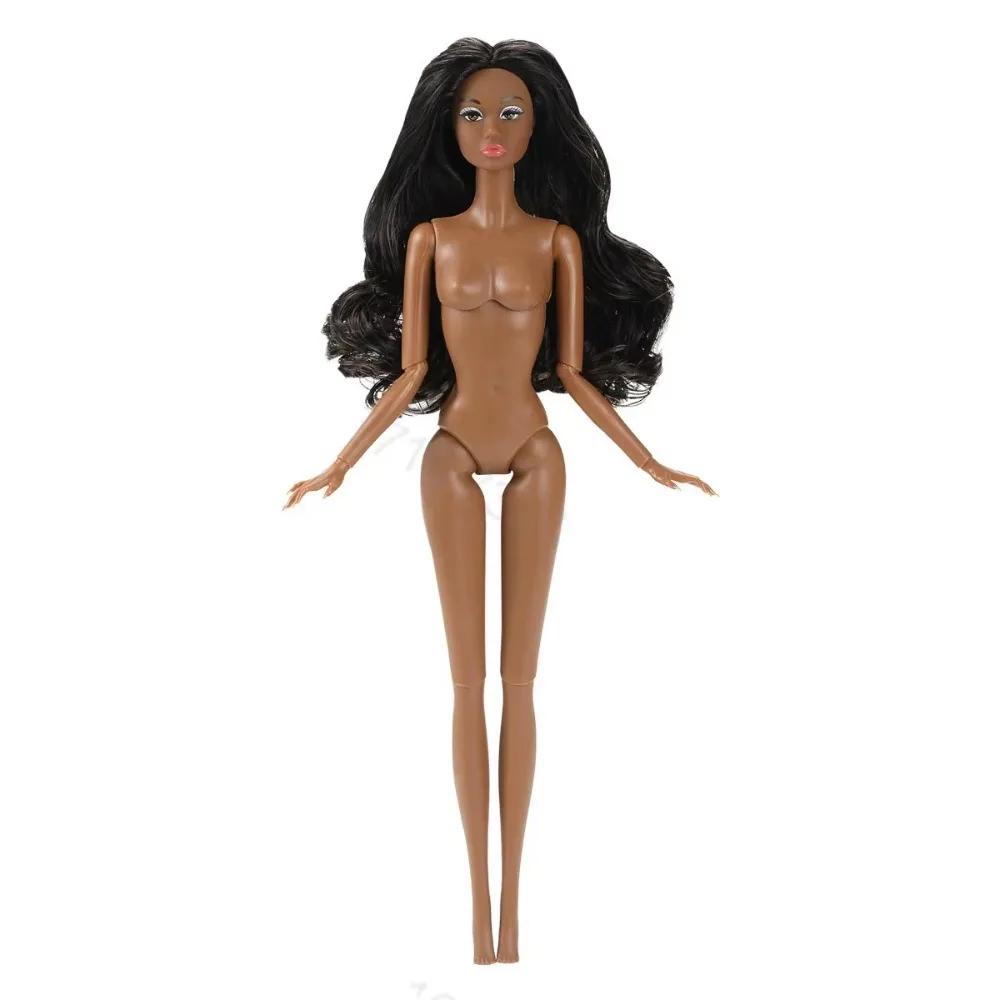 Menina Europeia Supermodelo Pele Escura Cabelo Cacheado Nude 16 Modelos Vestir Figura de Ação 32cm Corpo DIY