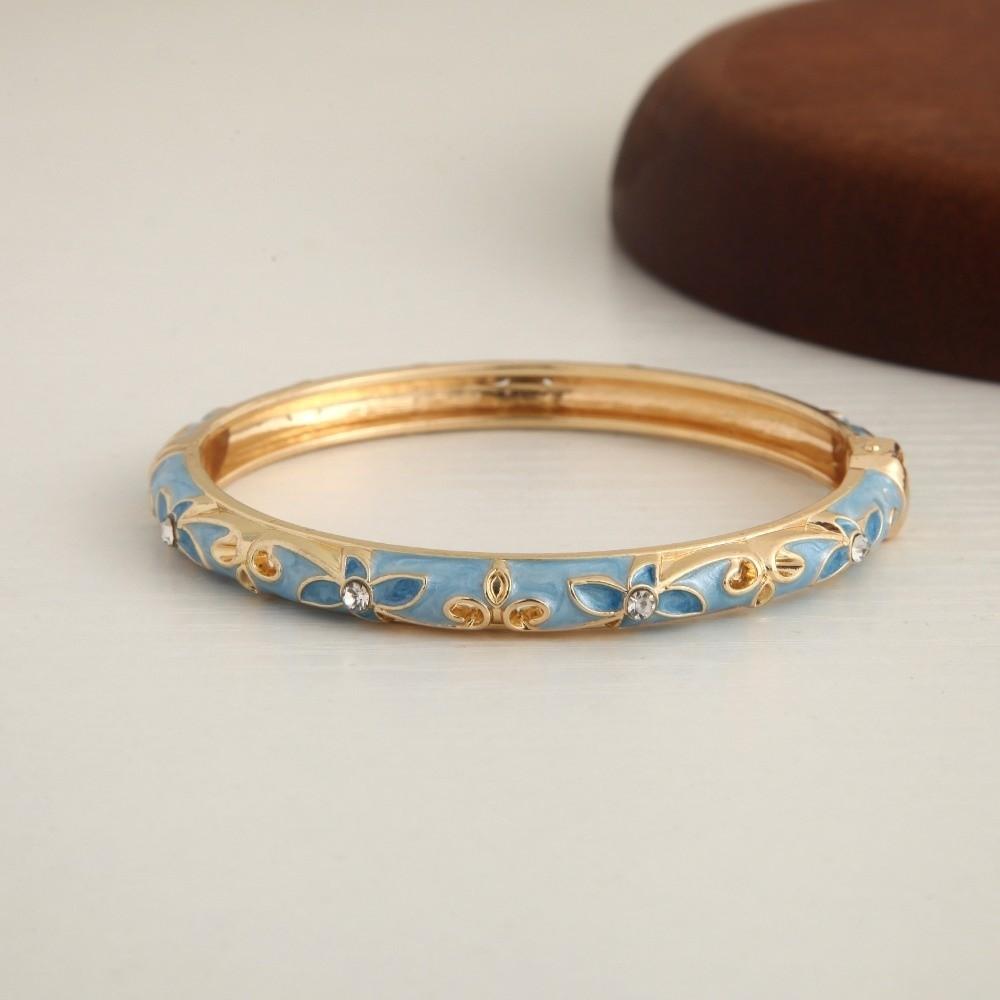 Traditional Vintage Cloisonne Bangle Enamel Women's Hand Bracelet Chinese Flower Bangle  Ladies