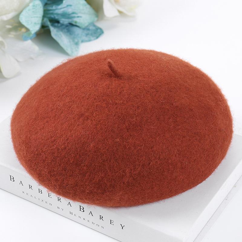 Autumn and Winter Women's Wool Woolen Beret Student Art Painter Hat Pumpkin Hat