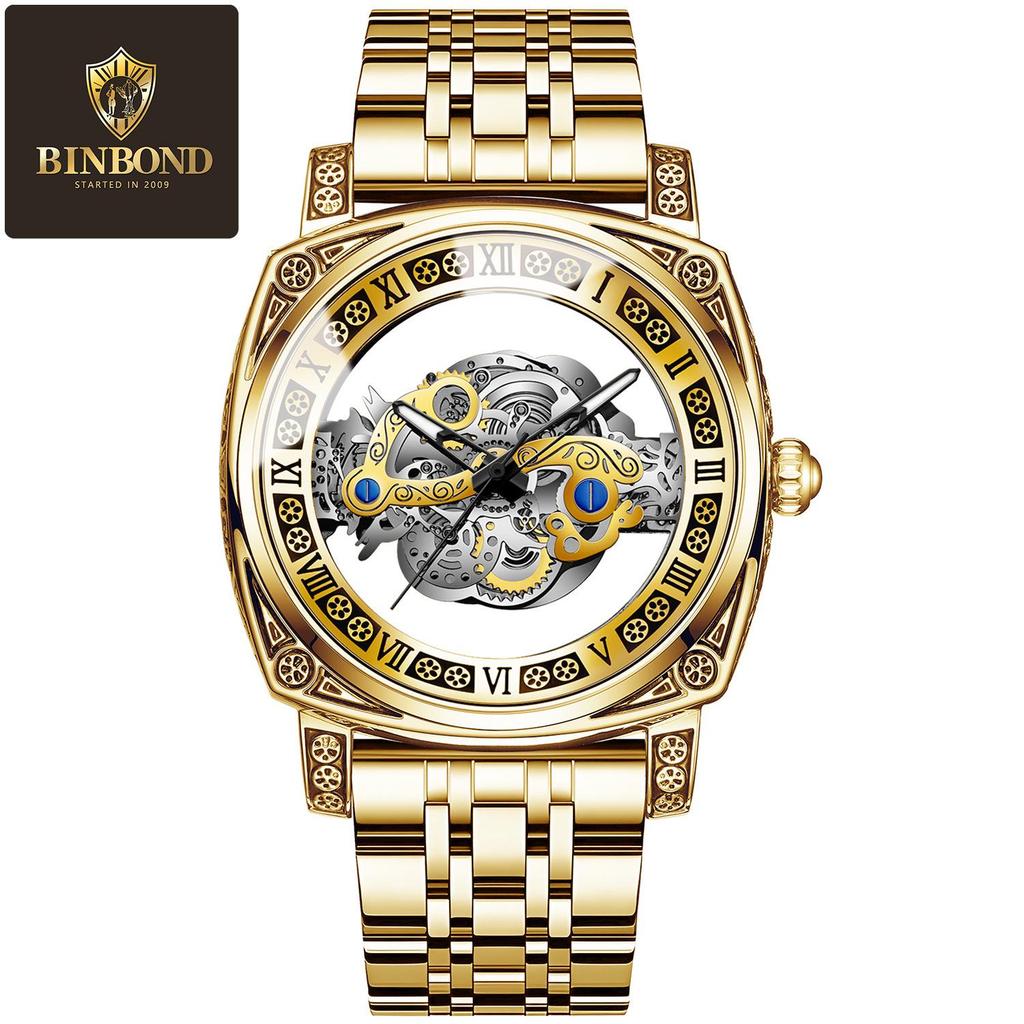 Binbang European & American Oversized Hollow Carved Men's Fashion Waterproof Casual Watch