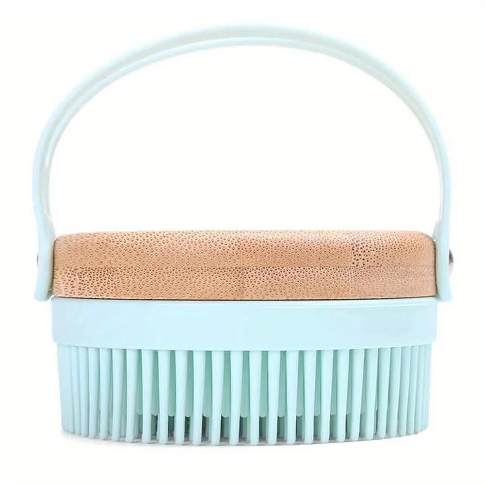 Silicone Body Scrubber Facial Care Bath Brush Gentle Exfoliating with Wooden Base Soft Bristle Skin Care Tools Bath Accessory