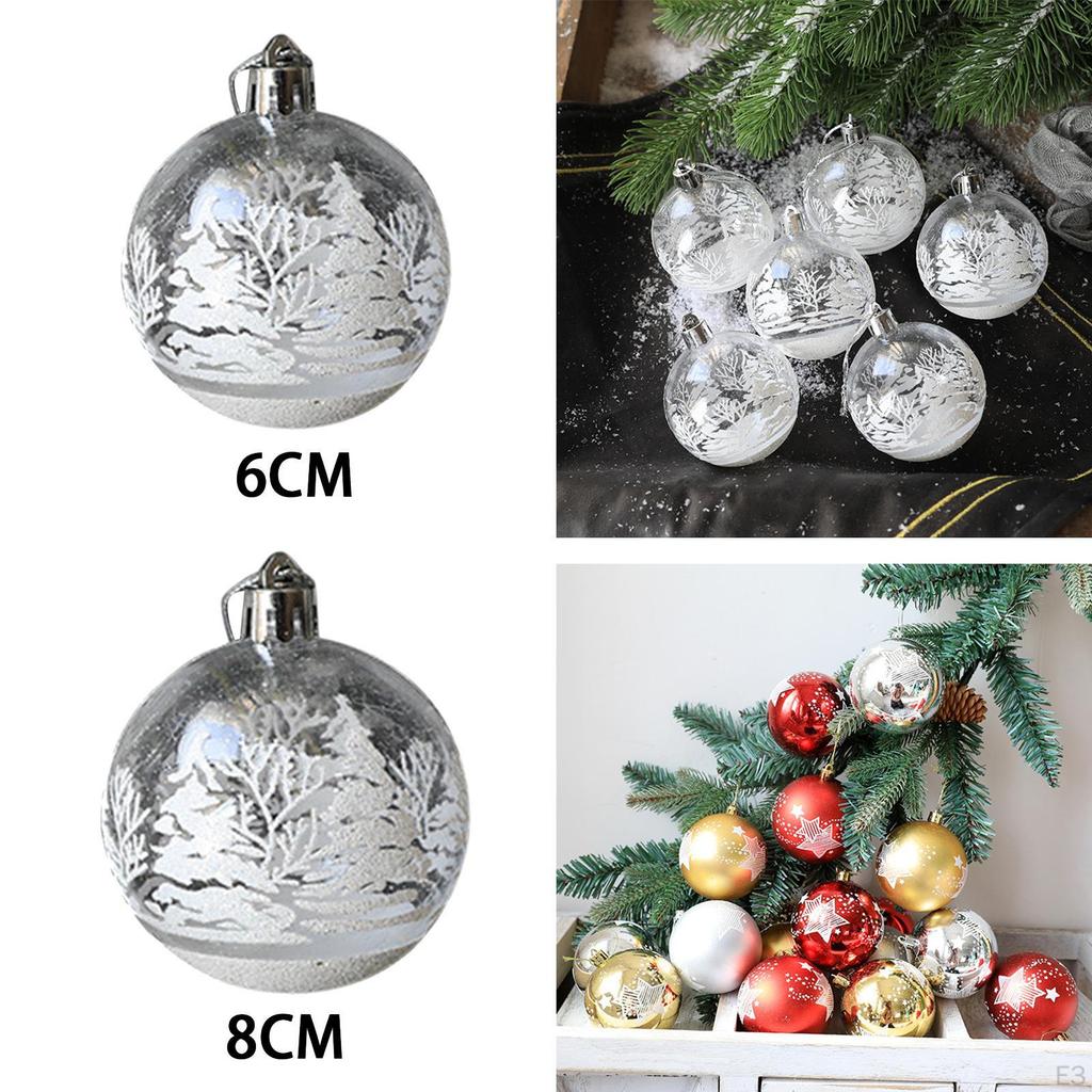 6 Pieces Christmas Baubles Hollow Pendants Decor Shatterproof for Home