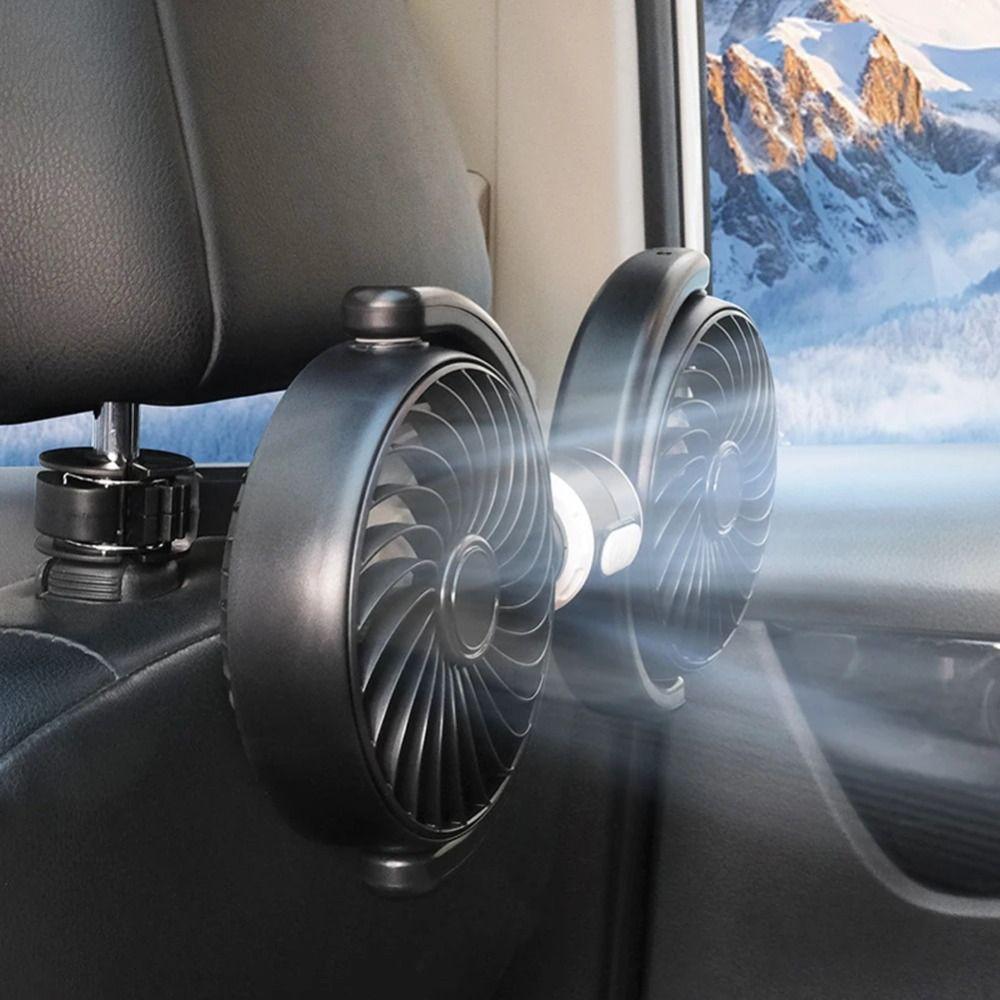 Quiet Double Head Car Fan Multiple Speed Electric Fan Portable Car Seat Fan  Truck