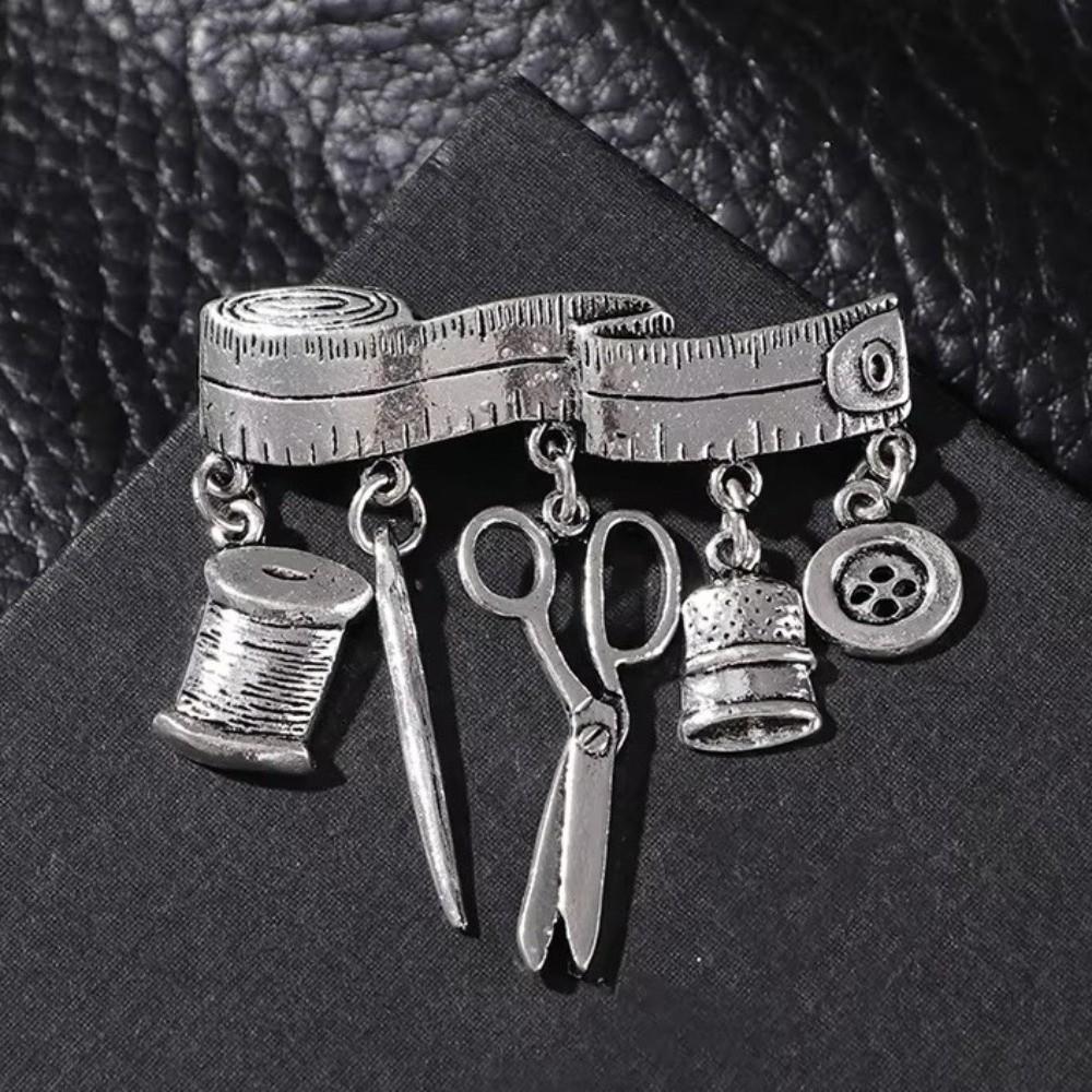 DIY Tailor Tools Brooch Vintage Metal Corsage Ornament Unique Sewing Supplies Brooch  Daily Wear