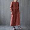Loose Women's Floral Lace Up Cotton and Linen Dress