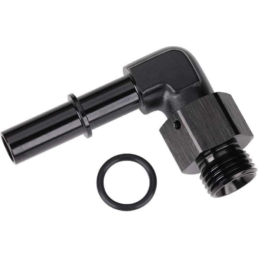 6AN -6 ORB Male To 3/8" SAE Quick Disconnect Connect Male Push On 90 Degree EFI Fuel Fitting Adapter Aluminum Black