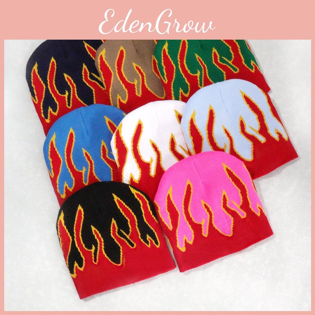 Knit Cap Outdoor With Flame Pattern And Acrylic Material For Streetwear Fall