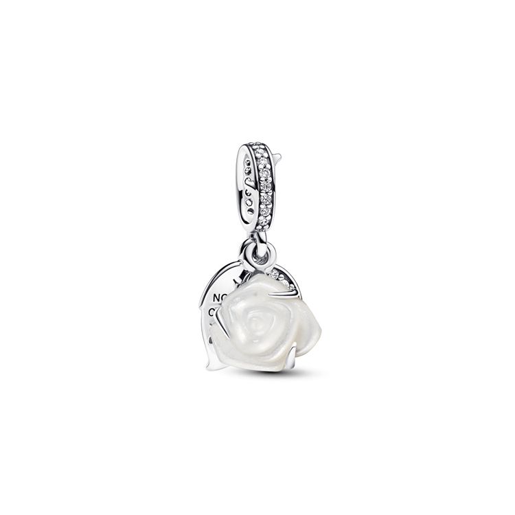 Pandora Moments Series Double Hanging Charm 925 Silver Zircon Pearl Pendant Women pendant 793200C01 Default Packaging