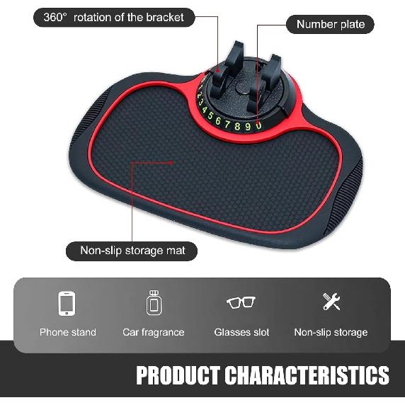 Pack-1 Car Dashboard Anti-Slip Mat, Multi-Function Mobile Phone Holder Parki