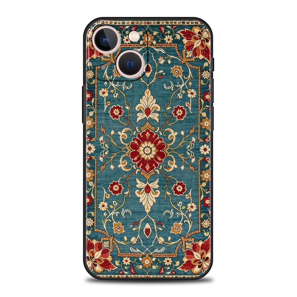Persian Floral Pattern Luxury Phone Case For iPhone 16 13 15 14 12 11 Pro MAX XR X SE XS 7 8 Plus Soft TPU Shockproof Cover