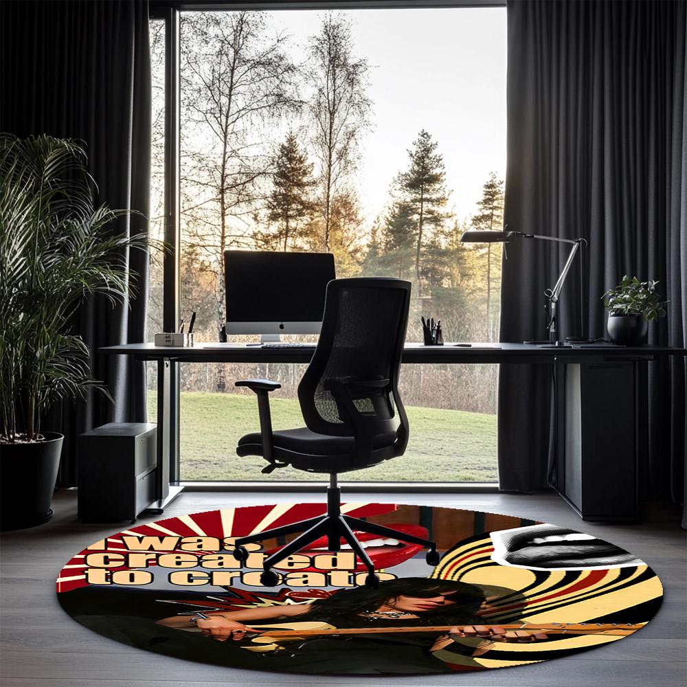 Loreen Printed Round Rug Carpet Chair Rug Area Rug Entryway Doormats,for Office Chair Living Room Bedroom Kitchen Room.
