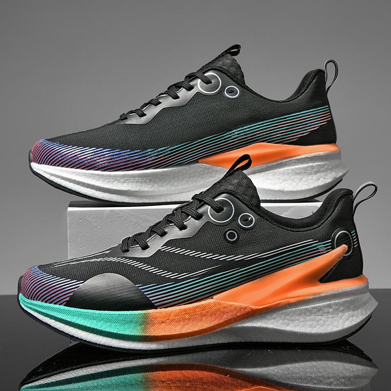 Carbon Plate Running Shoes for Couples, Morning Jogging Ultra-light Sports Shoes for Men, Training Shoes with Friction Sound