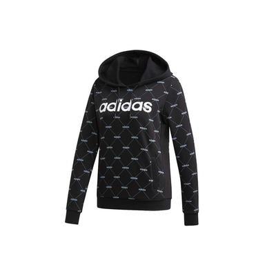Neo Logo Printed American Style Casual Hoodie Women Hoodies Black EI6255