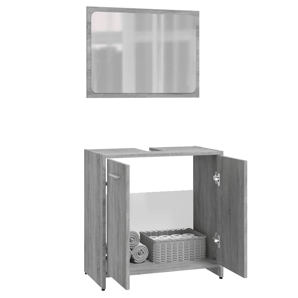 Vidaxl Set di Mobili da Bagno, Rovere Sonoma Grigio