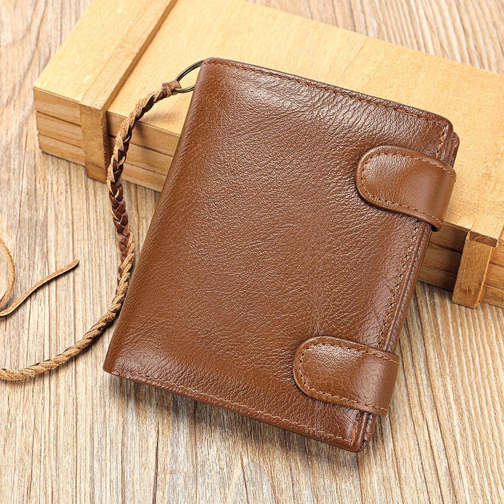 Top-grain Cowhide Wallet Large-capacity Oil Wax Leather Genuine Leather Wallet Wallet for Men
