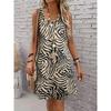 Women's Zebra Sleeveless Tank Dress Round Neck Summer Sundress Casual Vacation Outfit Stretchy Mini Dress
