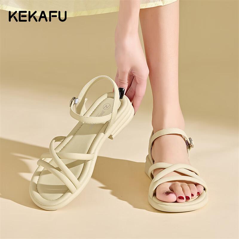 Kekafu Women s Flat One-Strap Roman Sandals EU 37