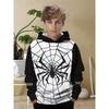 Boy's Black and White Dual Color Black Animal 3D Printed Long Sleeved Hooded Sweatshirt, Sports Shirt