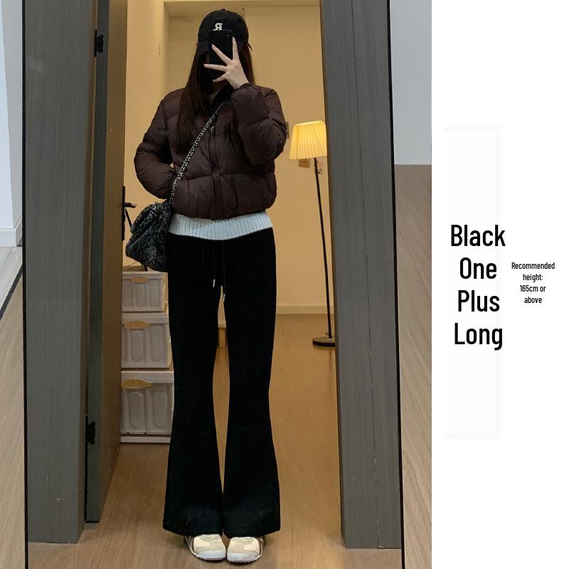 

Women s High Waist Gray Micro-Flare Sweatpants - Slimming Casual Bell Bottoms for Spring and Autumn 2025 L